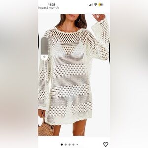 Cream Crochet beach cover up
